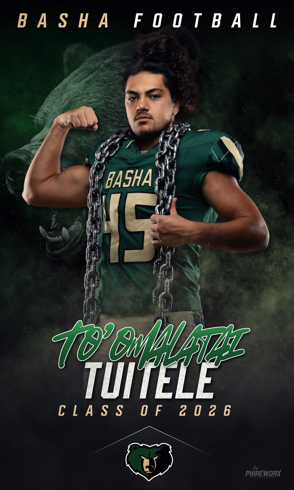 Basha Football — To'omalatzi Tuitele individual senior banner