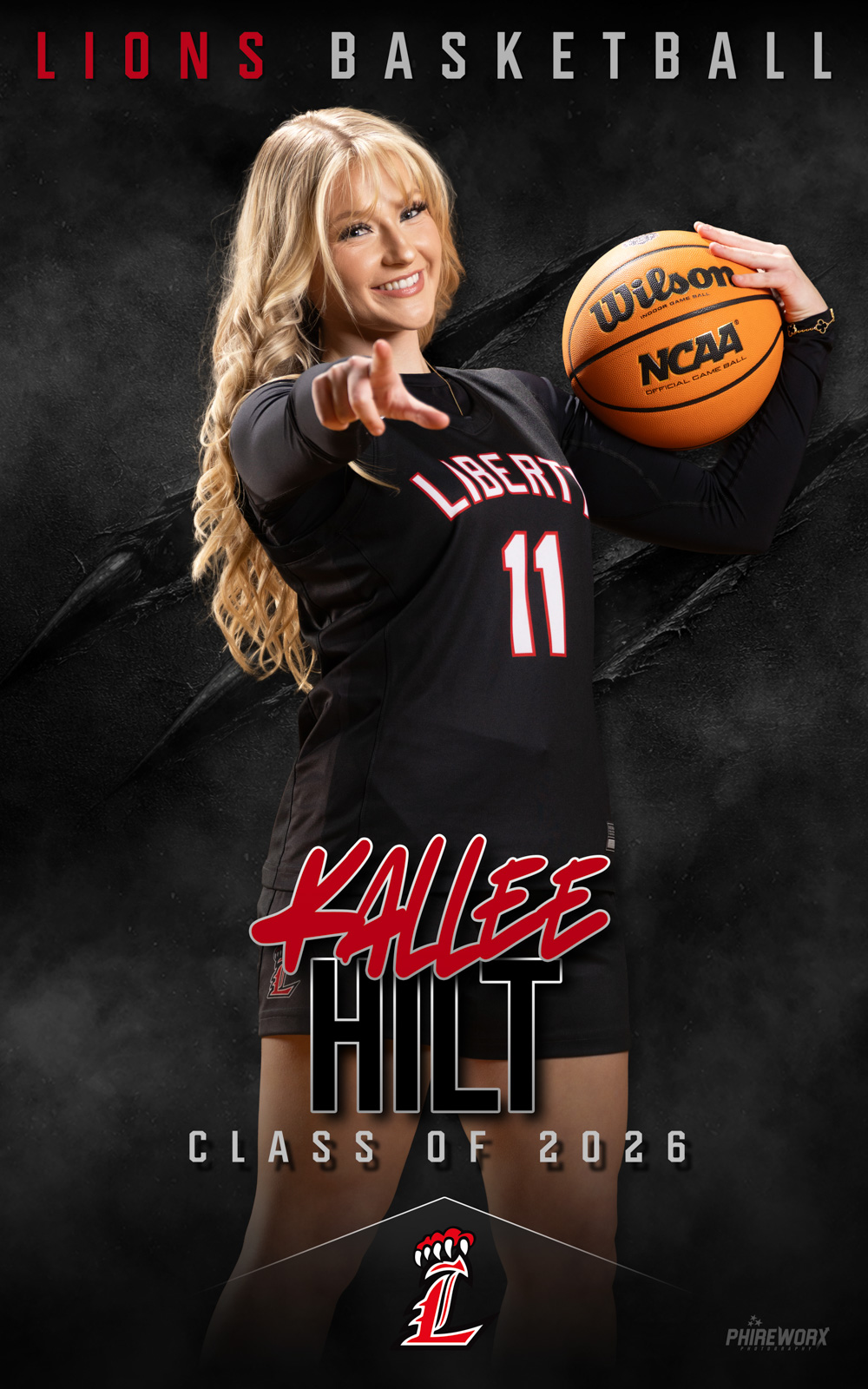 Liberty Lions Basketball — Kallee Hilt individual banner