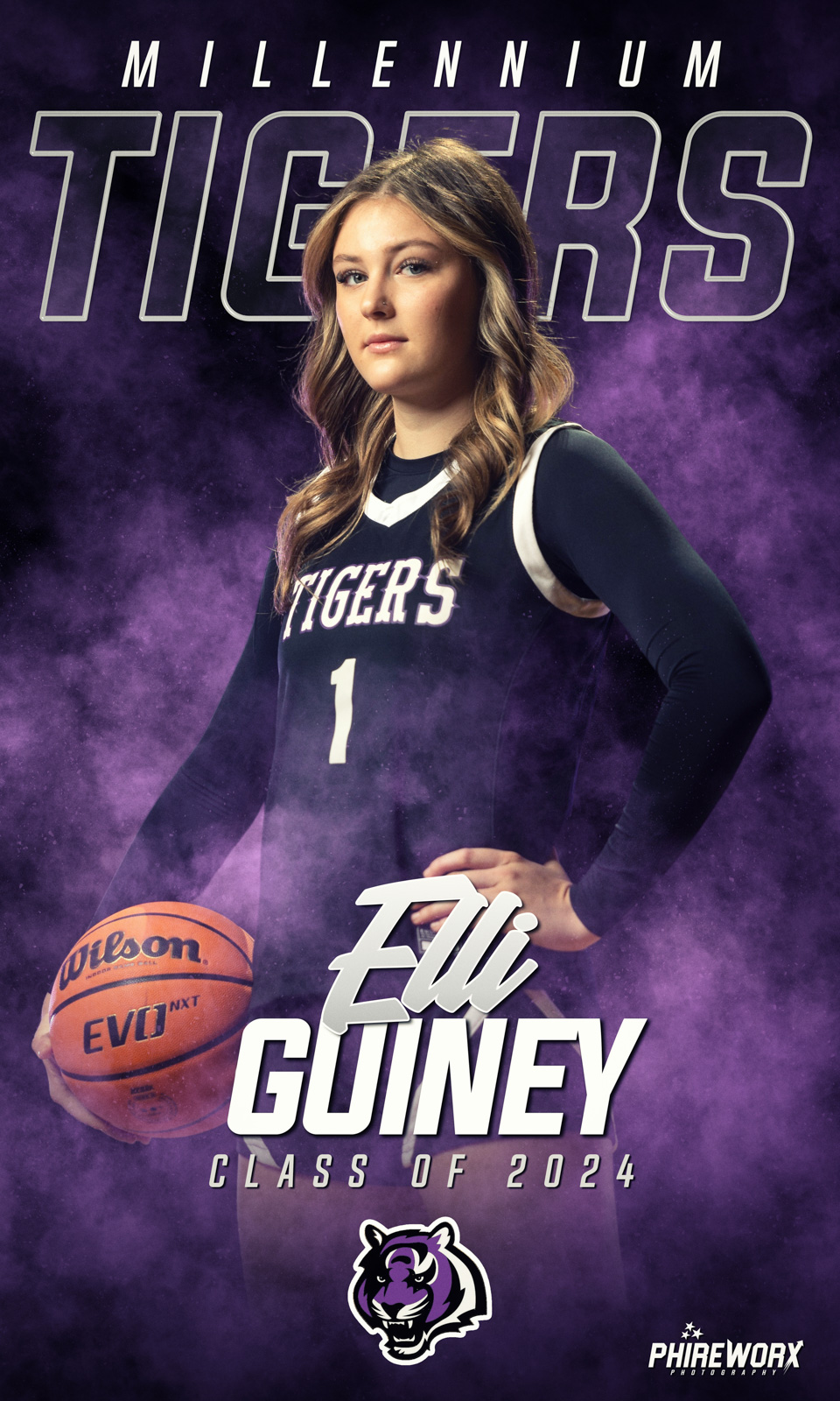 Millennium Tigers Basketball — Elli Guiney individual banner