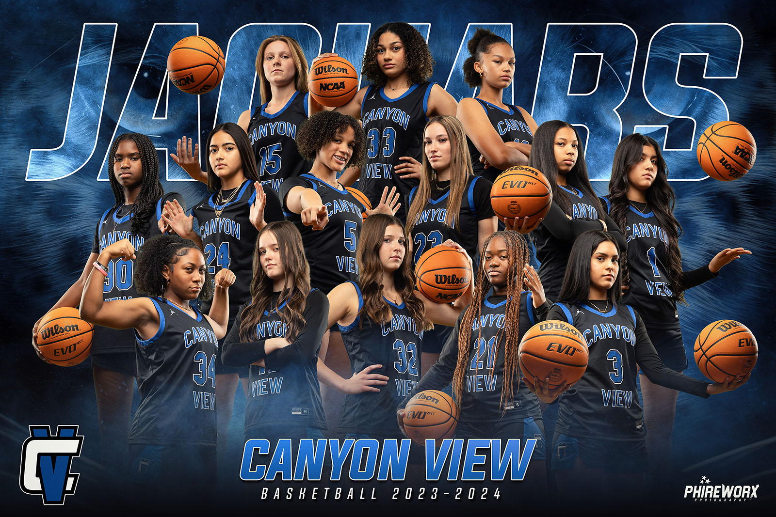 Canyon View Jaguars Girls Basketball — composite team banner