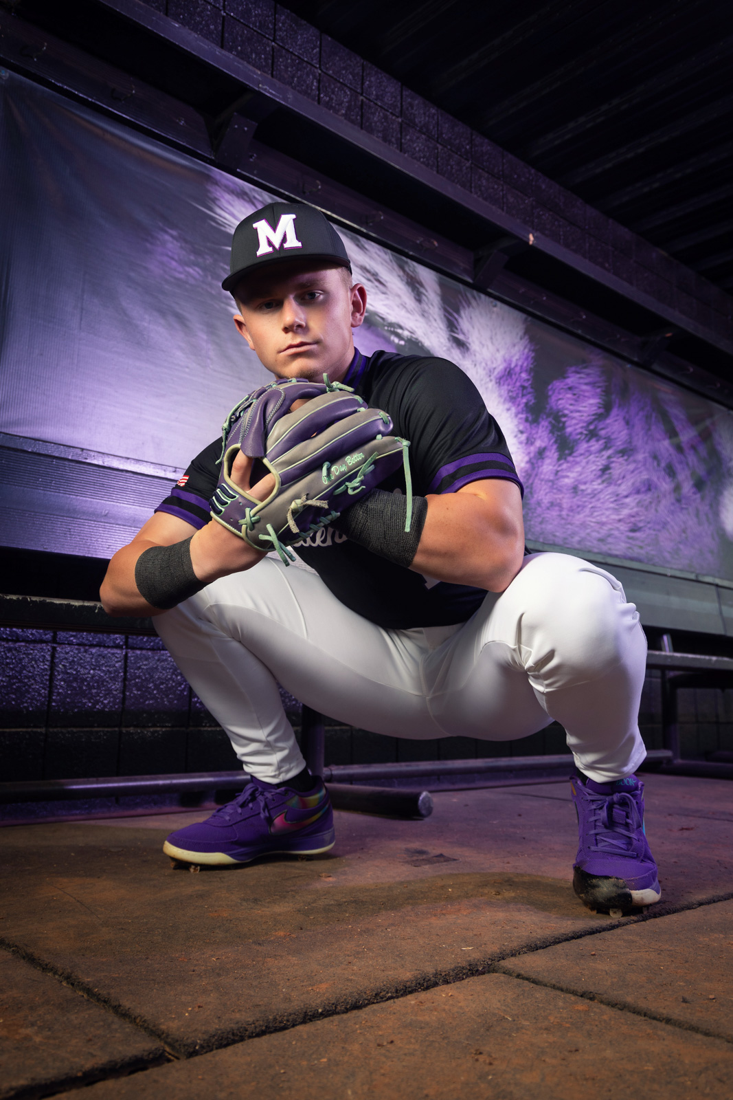 Baseball player — natural dugout shoot