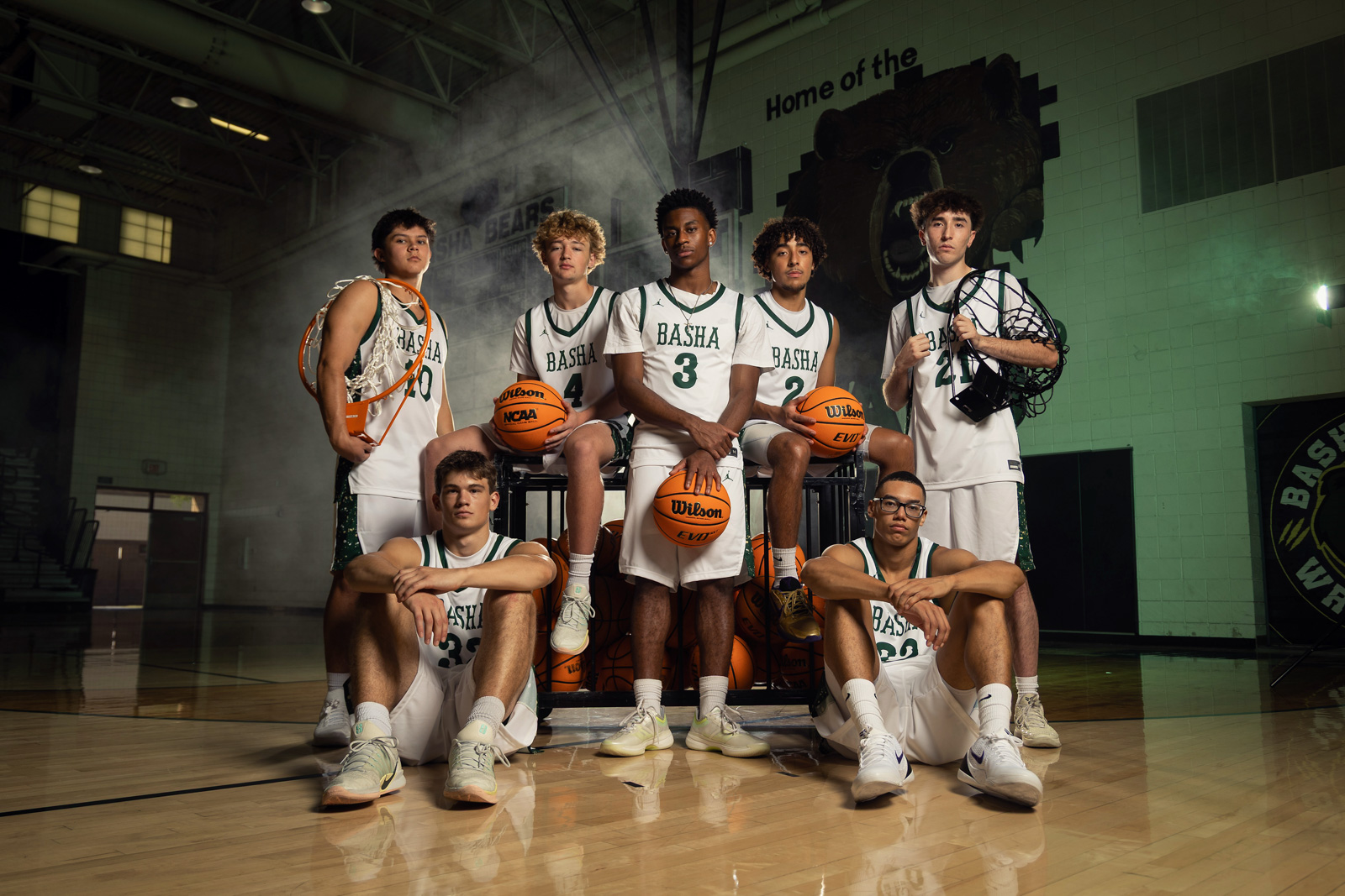 Basha basketball team group — natural gym shoot